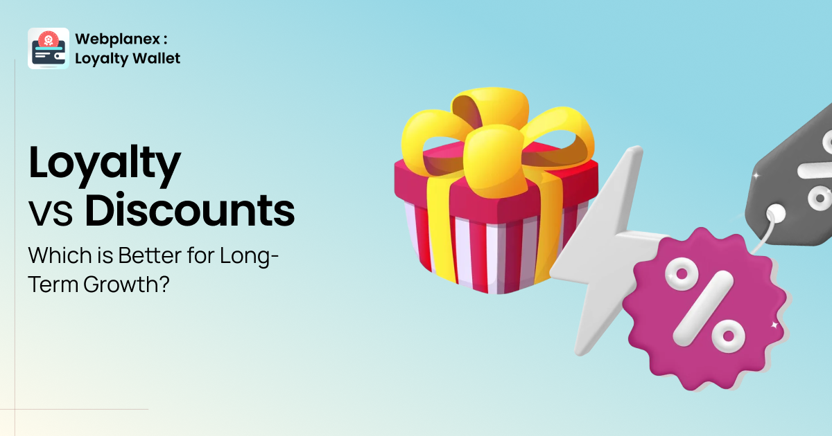 Comparison chart showing loyalty programs vs discount strategies for long-term business growth