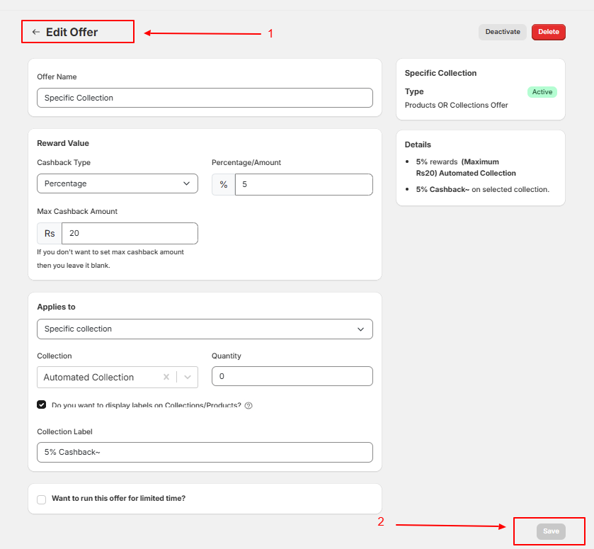 Fill in the Details, then Save and Activate