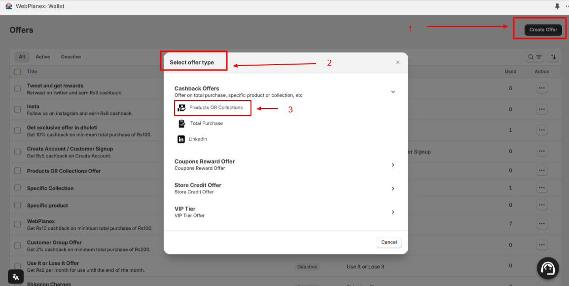 Create a New Offer: Click the Create offer